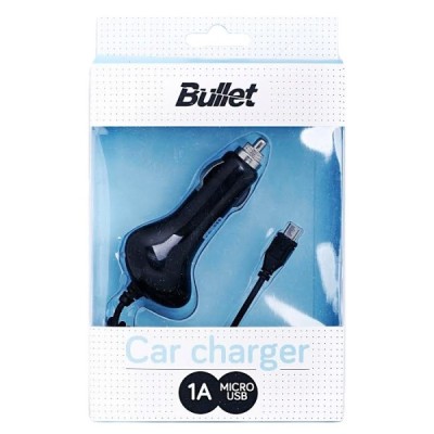 „Bullet“ automobilinis įkroviklis su integruotu micro USB laidu (1 A) / Priedai.lt