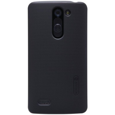 LG L Bello (D331, D335) Nillkin Frosted Shield melns plastmasas apvalks + ekrāna aizsargplēve / Vacins.lv