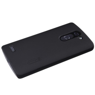 LG L Bello (D331, D335) Nillkin Frosted Shield melns plastmasas apvalks + ekrāna aizsargplēve / Vacins.lv