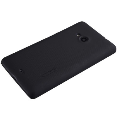 Microsoft Lumia 535 Nillkin Frosted Shield juodas plastikinis dėklas + apsauginė ekrano plėvelė / Priedai.lt