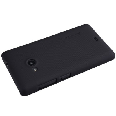 Microsoft Lumia 535 Nillkin Frosted Shield juodas plastikinis dėklas + apsauginė ekrano plėvelė / Priedai.lt