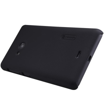 Microsoft Lumia 535 Nillkin Frosted Shield juodas plastikinis dėklas + apsauginė ekrano plėvelė / Priedai.lt