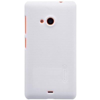 Microsoft Lumia 535 Nillkin Frosted Shield baltas plastikinis dėklas + apsauginė ekrano plėvelė / Priedai.lt