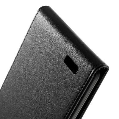 Huawei Ascend Mate 7 klasisks ādas vertikāli atvēramais melns maciņš / Vacins.lv