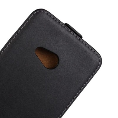 Microsoft Lumia 535 klasikinis vertikaliai atverčiamas juodas odinis dėklas / Priedai.lt