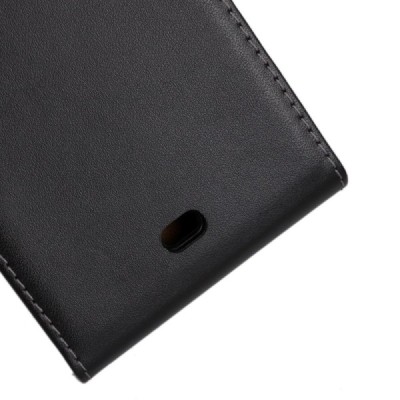 Microsoft Lumia 535 klasikinis vertikaliai atverčiamas juodas odinis dėklas / Priedai.lt