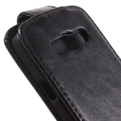 Samsung Galaxy A3 2015 (A300F) klasikinis vertikaliai atverčiamas juodas odinis dėklas / Priedai.lt