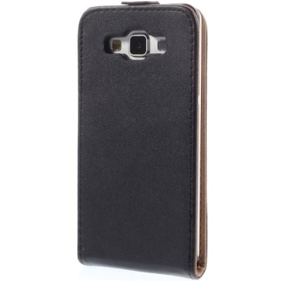 Samsung Galaxy A5 klasikinis vertikaliai atverčiamas juodas odinis dėklas / Priedai.lt