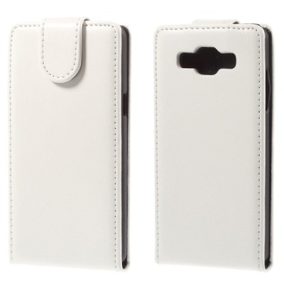 Samsung Galaxy A5 klasikinis vertikaliai atverčiamas baltas odinis dėklas / Priedai.lt
