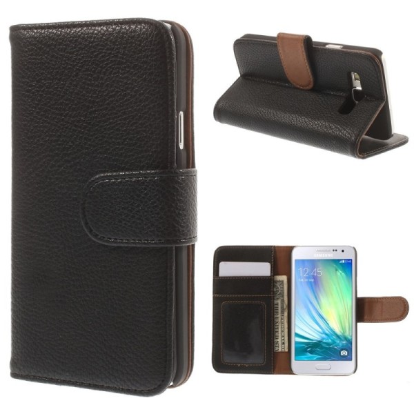 „Litchi“ atverčiamas dėklas - juodas (Galaxy A3 2015)