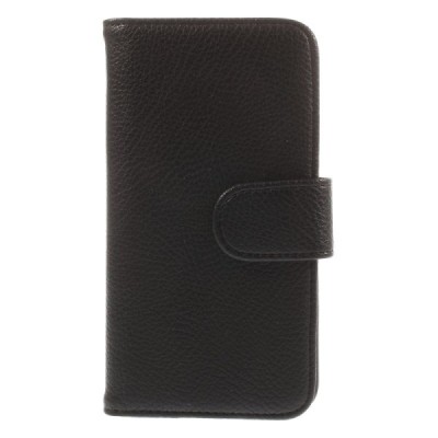 Samsung Galaxy A3 2015 (A300F) atverčiamas juodas odinis Litchi dėklas - piniginė / Priedai.lt
