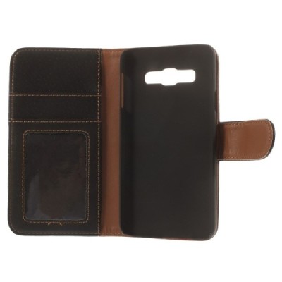 Samsung Galaxy A3 2015 (A300F) atverčiamas juodas odinis Litchi dėklas - piniginė / Priedai.lt