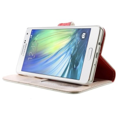 Samsung Galaxy A5 atvēramais balts ādas Litchi maciņš / Vacins.lv