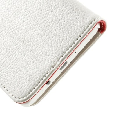 Samsung Galaxy A5 atvēramais balts ādas Litchi maciņš / Vacins.lv