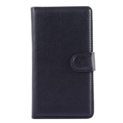 LG L Bello (D331, D335) atvēramais melns ādas Litchi maciņš / Vacins.lv