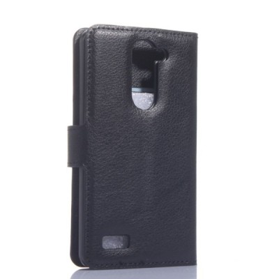 LG L Bello (D331, D335) atvēramais melns ādas Litchi maciņš / Vacins.lv