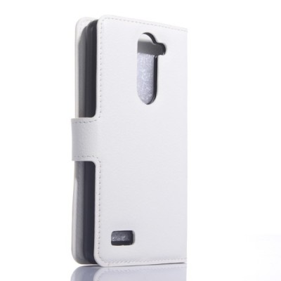 LG L Bello (D331, D335) atvēramais balts ādas Litchi maciņš / Vacins.lv