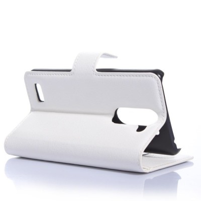 LG L Bello (D331, D335) atvēramais balts ādas Litchi maciņš / Vacins.lv