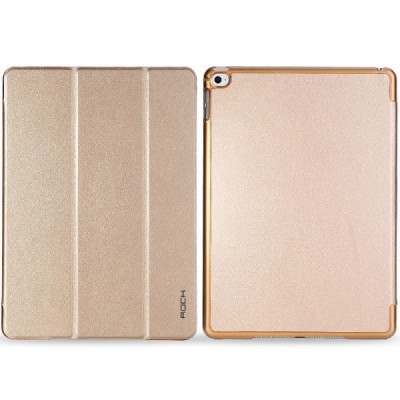 Apple iPad Air 2 plonas atverčiamas „Rock“ Uni auksinis odinis dėklas / Priedai.lt
