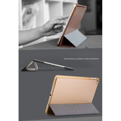 Apple iPad Air 2 plonas atverčiamas „Rock“ Uni auksinis odinis dėklas / Priedai.lt