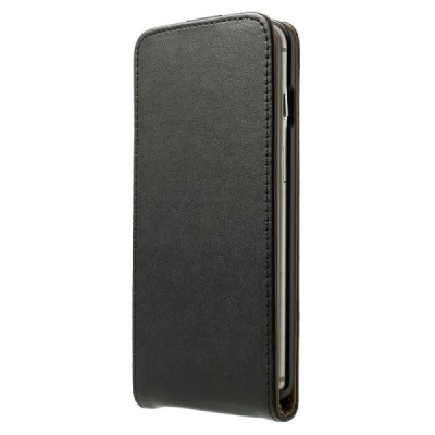 Apple iPhone 6 Plus (6s Plus) klasikinis vertikaliai atverčiamas juodas odinis dėklas / Priedai.lt