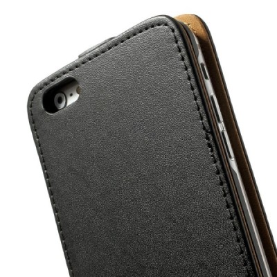 Apple iPhone 6 Plus (6s Plus) klasikinis vertikaliai atverčiamas juodas odinis dėklas / Priedai.lt