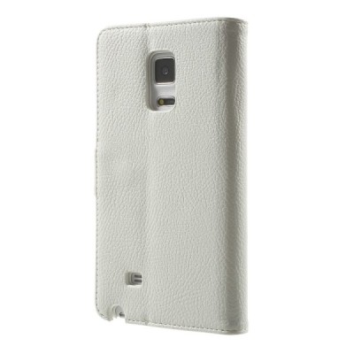 Samsung Galaxy Note Edge atverčiamas baltas odinis Litchi dėklas - piniginė / Priedai.lt