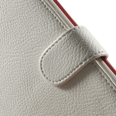 Samsung Galaxy Note Edge atverčiamas baltas odinis Litchi dėklas - piniginė / Priedai.lt