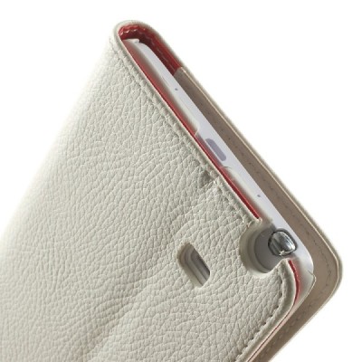 Samsung Galaxy Note Edge atverčiamas baltas odinis Litchi dėklas - piniginė / Priedai.lt