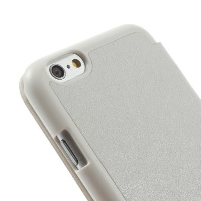 Apple iPhone 6 (6s) balts atvēramais „Smart Window“ ādas maciņš / Vacins.lv