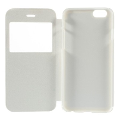 Apple iPhone 6 (6s) balts atvēramais „Smart Window“ ādas maciņš / Vacins.lv