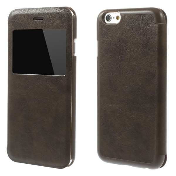 „Smart Window“ atvēramais ādas maciņš - brūns (iPhone 6 / 6s)