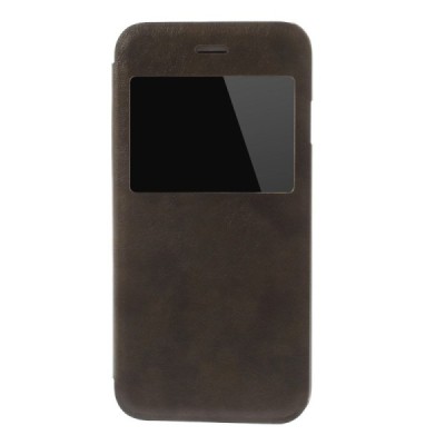 Apple iPhone 6 (6s) brūns atvēramais „Smart Window“ ādas maciņš / Vacins.lv