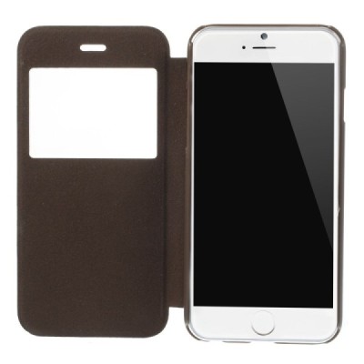 Apple iPhone 6 (6s) brūns atvēramais „Smart Window“ ādas maciņš / Vacins.lv