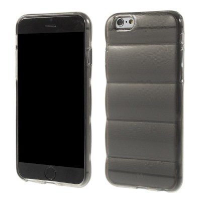 Apple iPhone 6 (6s) reljefinis kieto silikono (TPU) skaidrus (permatomas) pilkas dėklas / Priedai.lt
