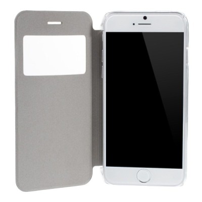 Apple iPhone 6 (6s) baltas atverčiamas dėklas su langeliu / Priedai.lt