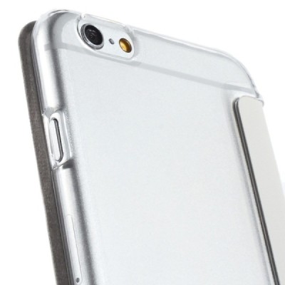 Apple iPhone 6 (6s) baltas atverčiamas dėklas su langeliu / Priedai.lt