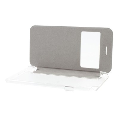 Apple iPhone 6 (6s) baltas atverčiamas dėklas su langeliu / Priedai.lt