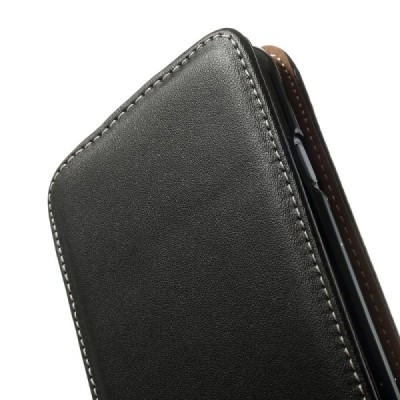 Apple iPhone 6 (6s) vertikāli atvēramais ādas melns maciņš / Vacins.lv