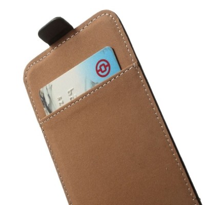 Apple iPhone 6 (6s) vertikāli atvēramais ādas melns maciņš / Vacins.lv