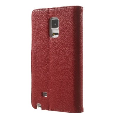 Samsung Galaxy Note Edge atverčiamas raudonas odinis Litchi dėklas - piniginė / Priedai.lt