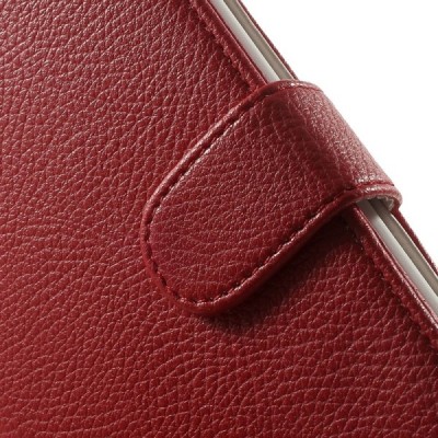 Samsung Galaxy Note Edge atverčiamas raudonas odinis Litchi dėklas - piniginė / Priedai.lt