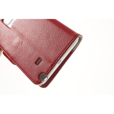 Samsung Galaxy Note Edge atverčiamas raudonas odinis Litchi dėklas - piniginė / Priedai.lt