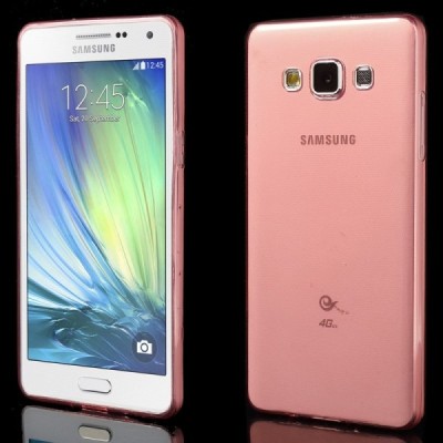 Samsung Galaxy A5 skaidrus (permatomas) kieto silikono TPU ploniausias pasaulyje raudonas dėklas / Priedai.lt