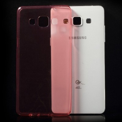 Samsung Galaxy A5 skaidrus (permatomas) kieto silikono TPU ploniausias pasaulyje raudonas dėklas / Priedai.lt