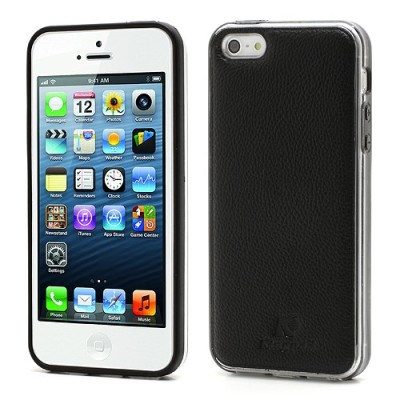 „Kingpad“ juodas odinis TPU Apple iPhone SE (5, 5s) dėklas (nugarėlė, dėkliukas) / Priedai.lt