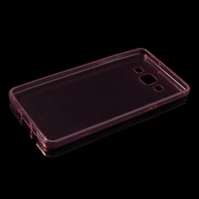 Samsung Galaxy A5 skaidrus (permatomas) kieto silikono TPU ploniausias pasaulyje raudonas dėklas / Priedai.lt