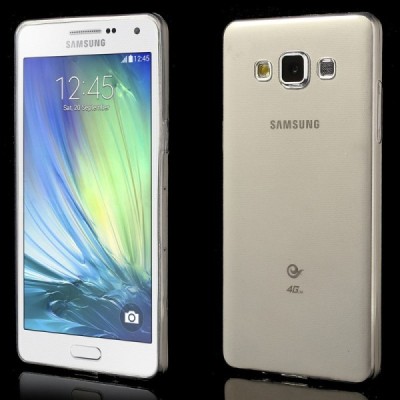 Samsung Galaxy A5 skaidrus (permatomas) kieto silikono TPU ploniausias pasaulyje pilkas dėklas / Priedai.lt