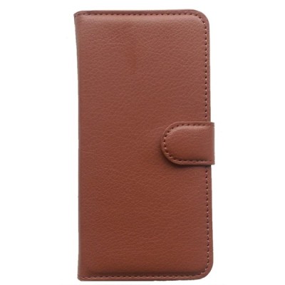 Apple iPhone 6 (6s) atverčiamas rudas odinis Litchi dėklas - piniginė / Priedai.lt