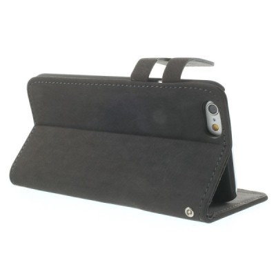 Apple iPhone 6 (6s) atvēramais melns zamšādas maciņš / Vacins.lv